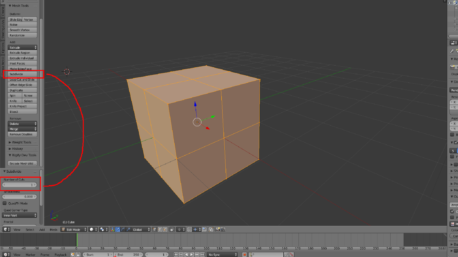 Blender : วิธีใช้เครื่องมือพื้นฐานในการแบ่ง Polygon (Subdivide , Loop Cut , Knife , Inset Face)