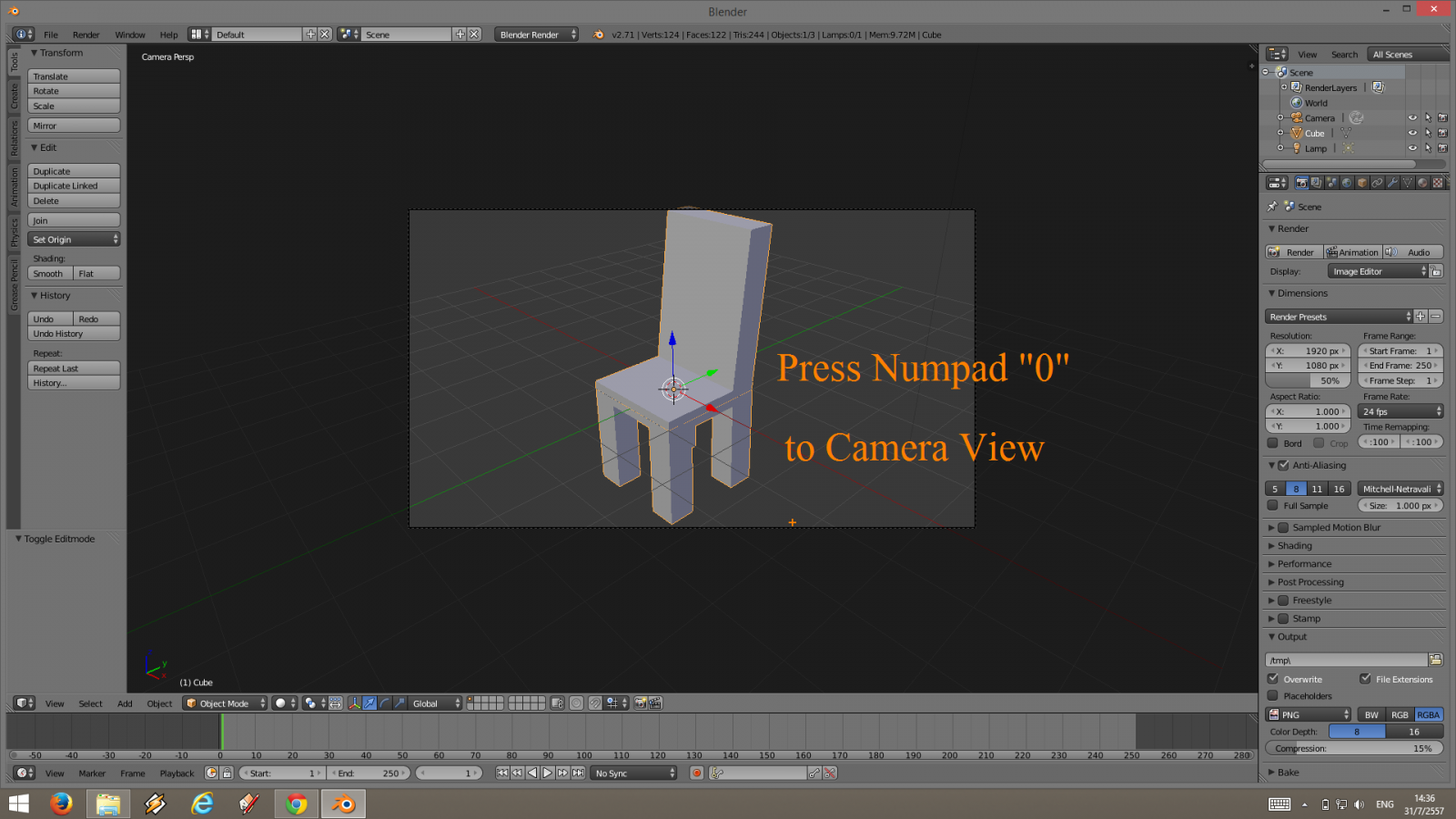 Blender Workshop 01 (Part 2) - ฝึกปั้น Model เก้าอี้ 3 มิติ ด้วย โปรแกรม Blender สำหรับผู้เริ่มต้น