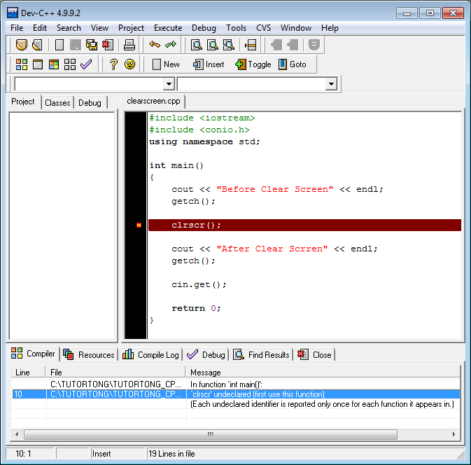 Dev-C++ : วิธีแก้ปัญหา ล้างหน้าจอด้วยคำสั่ง clrscr() ไม่ได้