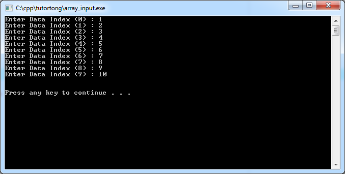 C++ Programming : ตัวอย่างโค้ด C++ รับข้อมูลตัวเลขลง Array 1 มิติ โดยใช้ For Loop