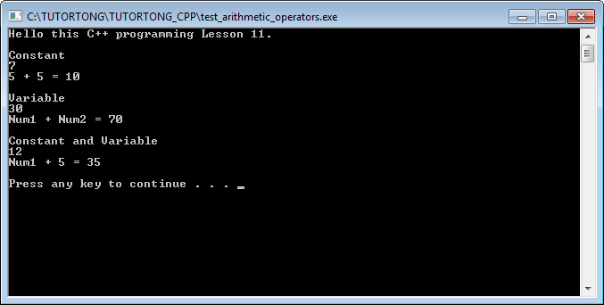 สอน C++ : บทที่ 11 การคำนวณแบบไม่เก็บค่าด้วย Arithmetic operators